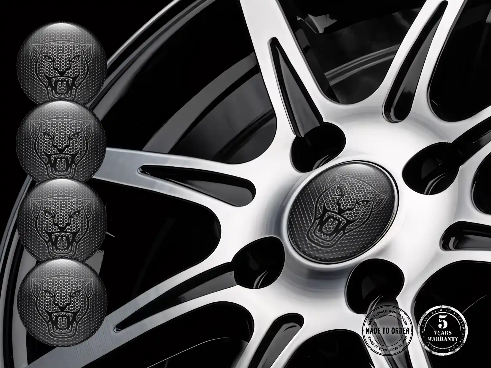 Jaguar Pegatina Bombada Diseño Emblemas de Rueda Alta Calidad